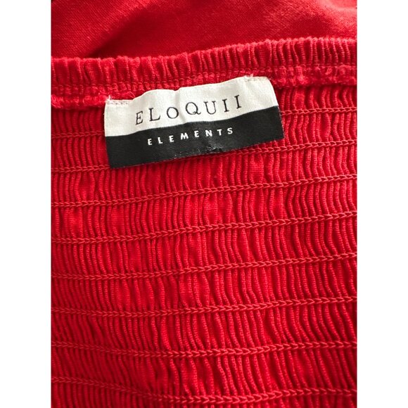 Eloquii Linen Red Dress Front Tie Sweetheart Neckline Smock Back Unlined Size 18 - Picture 7 of 9